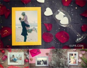 Pr模板 13张69秒实拍浪漫爱情婚礼情人节生日玫瑰花 Pr模板相册